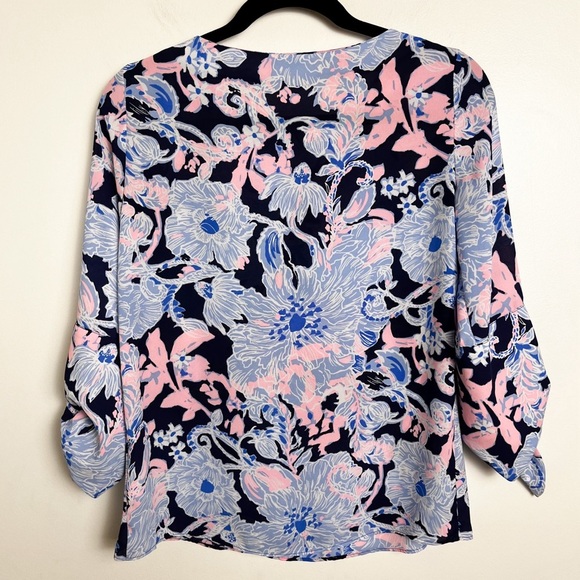 Lilly Pulitzer Langston Top XXS Amore Please Pink Purple Floral - Picture 5 of 8